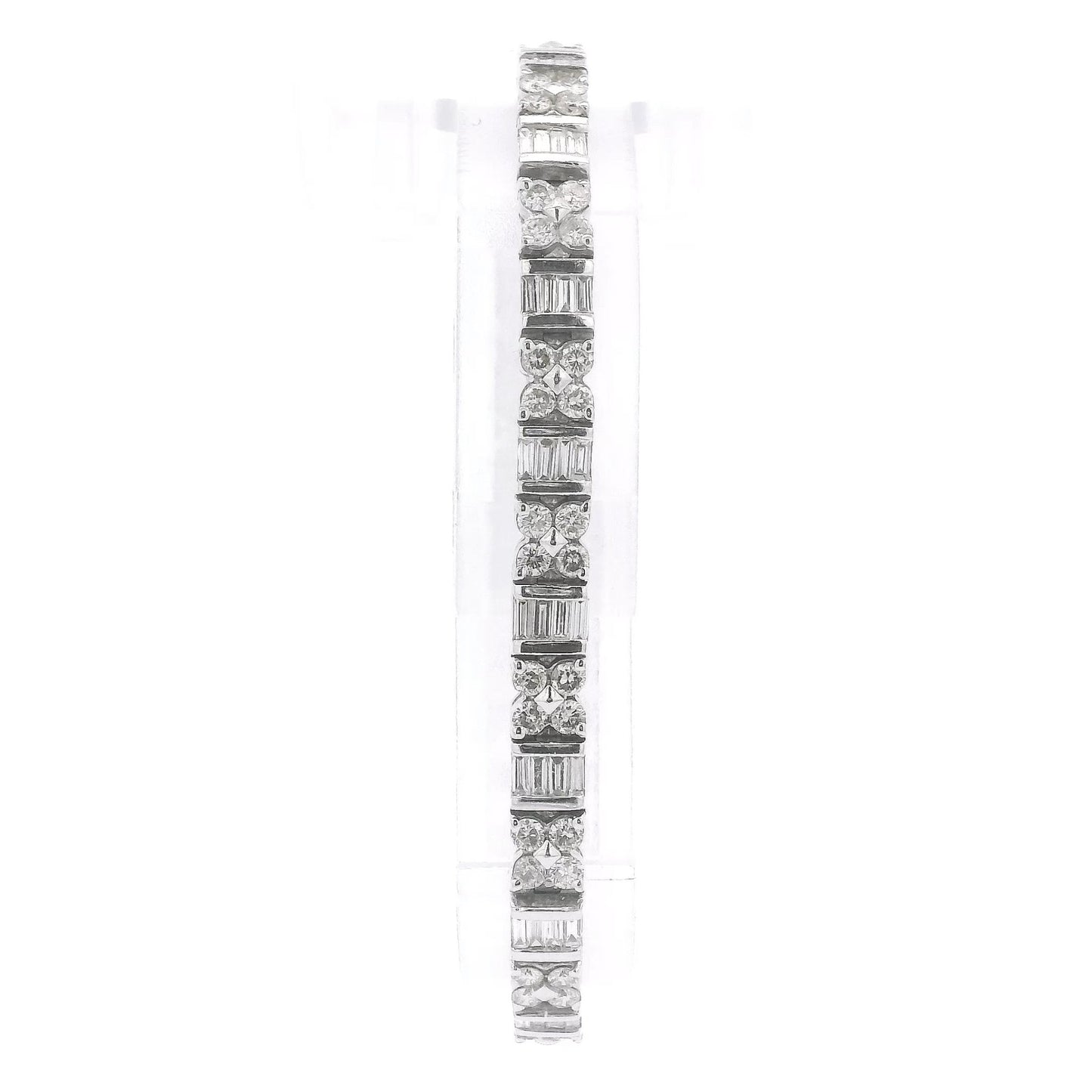 Baguette & Round Brilliant Cut Diamond Tennis Bracelet - Forever Rox