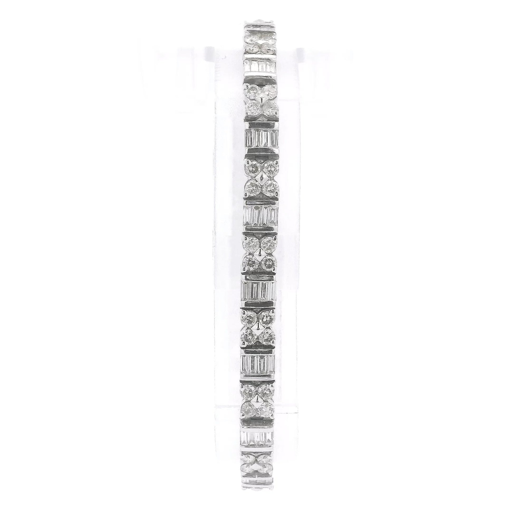 Baguette & Round Brilliant Cut Diamond Tennis Bracelet - Forever Rox
