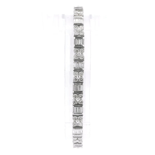 Baguette & Round Brilliant Cut Diamond Tennis Bracelet - Forever Rox