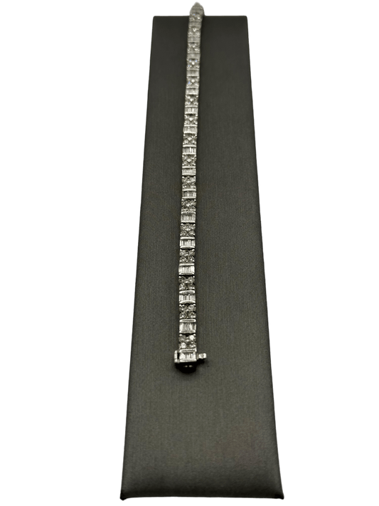 Baguette & Round Brilliant Cut Diamond Tennis Bracelet - Forever Rox