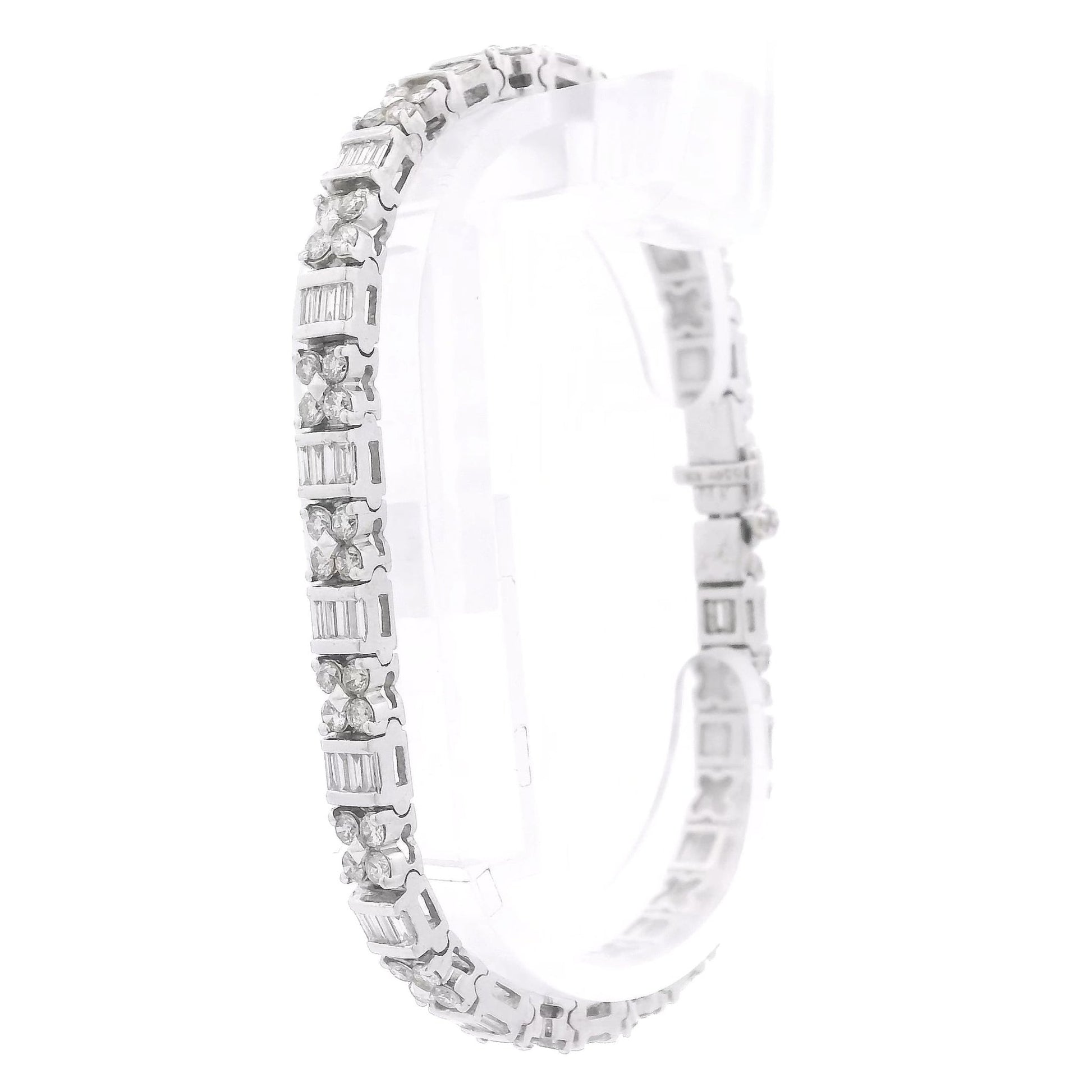Baguette & Round Brilliant Cut Diamond Tennis Bracelet - Forever Rox