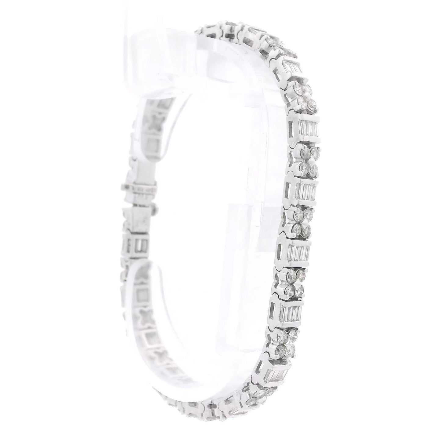 Baguette & Round Brilliant Cut Diamond Tennis Bracelet - Forever Rox