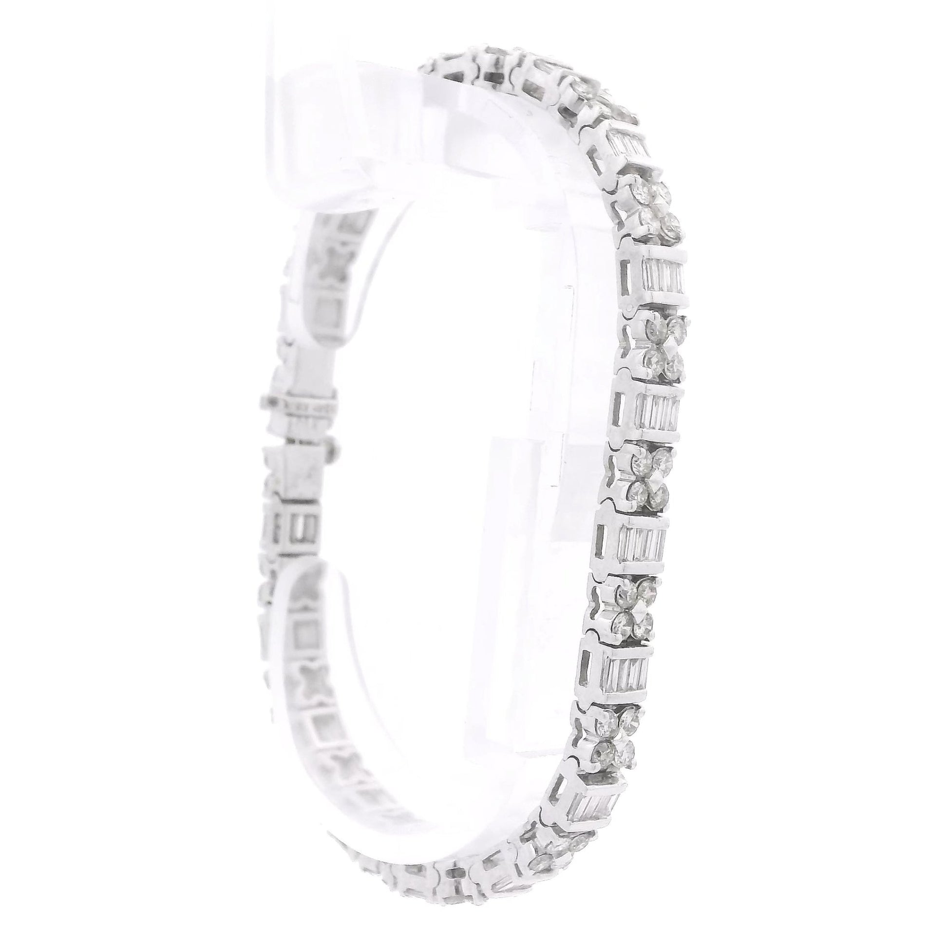 Baguette & Round Brilliant Cut Diamond Tennis Bracelet - Forever Rox