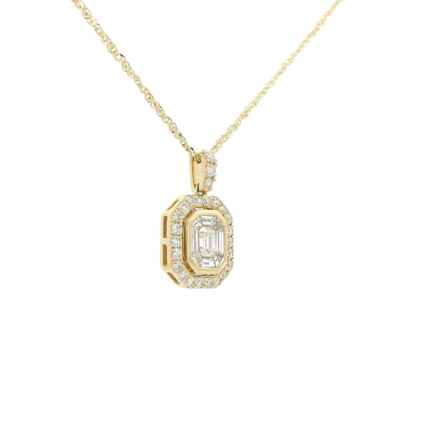 Baguette & Round Cut Diamond Octagon Shape Pendant - Forever Rox Fine Jewelry