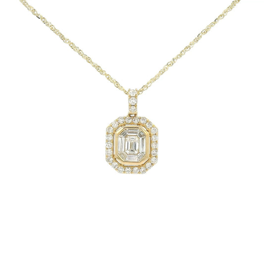Baguette & Round Cut Diamond Octagon Shape Pendant - Forever Rox Fine Jewelry