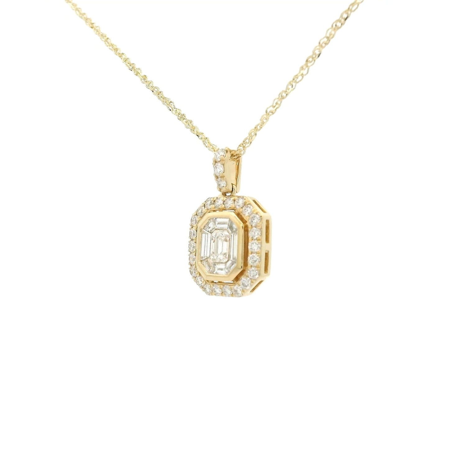 Baguette & Round Cut Diamond Octagon Shape Pendant - Forever Rox Fine Jewelry