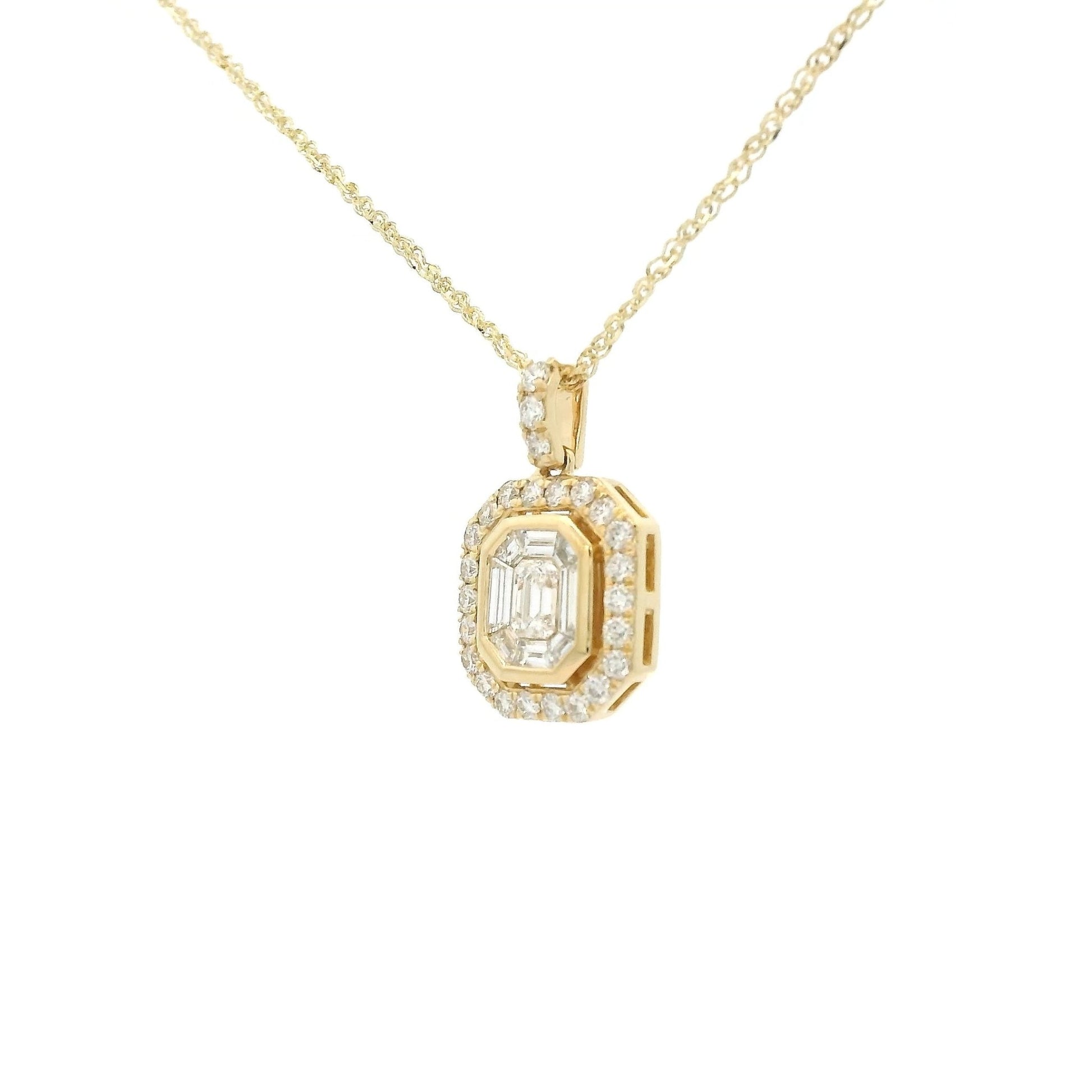 Baguette & Round Cut Diamond Octagon Shape Pendant - Forever Rox Fine Jewelry
