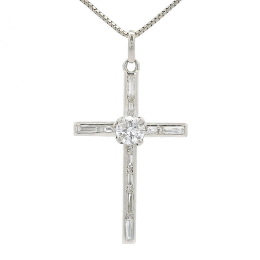 Baguette & Round Diamond Cross - Forever Rox