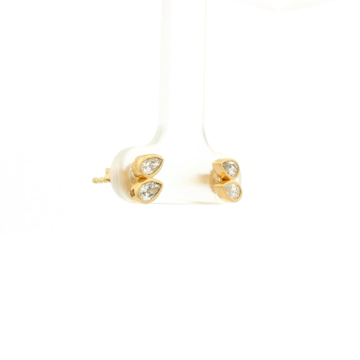 Bezel Set 2 Pear Cut Diamond Studs - Forever Rox Fine Jewelry
