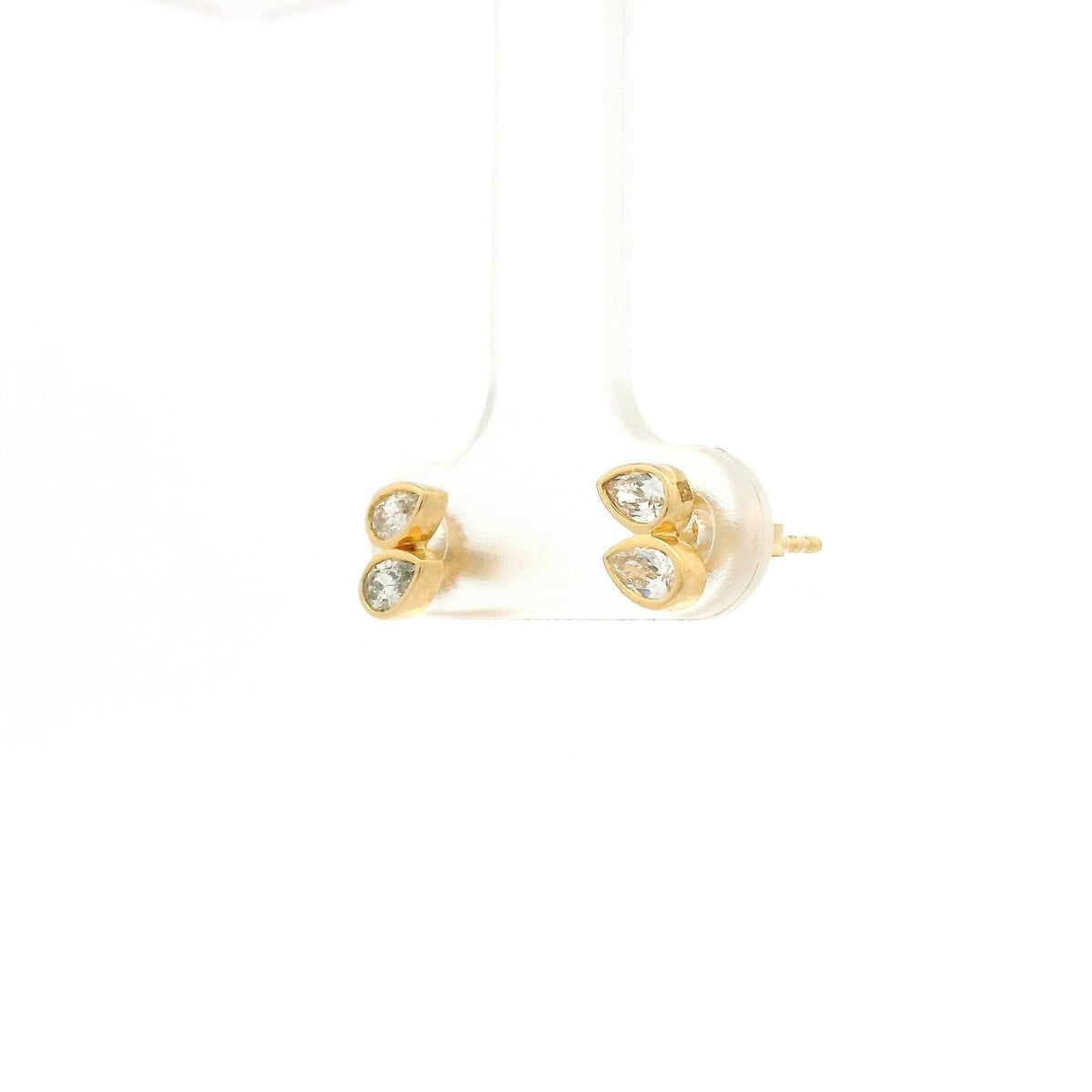 Bezel Set 2 Pear Cut Diamond Studs - Forever Rox Fine Jewelry