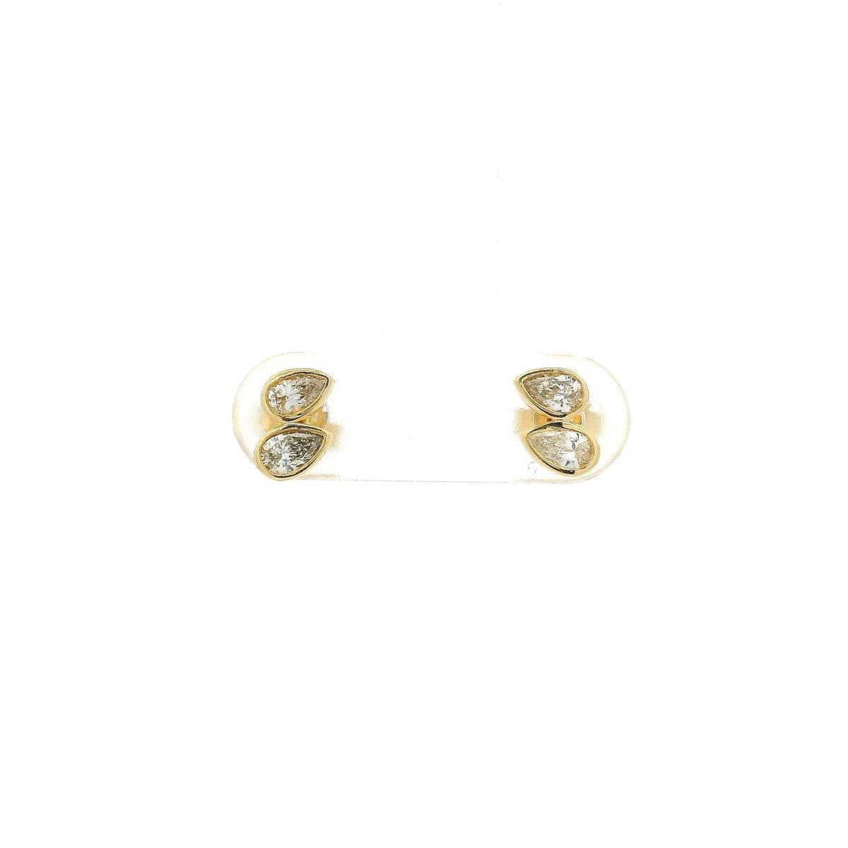 Bezel Set 2 Pear Cut Diamond Studs - Forever Rox Fine Jewelry