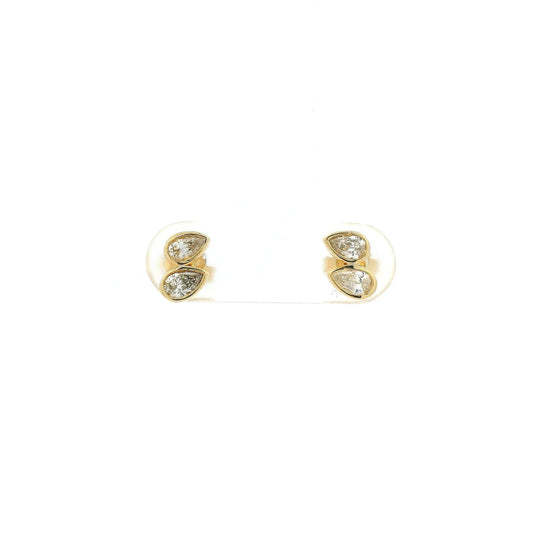 Bezel Set 2 Pear Cut Diamond Studs - Forever Rox Fine Jewelry