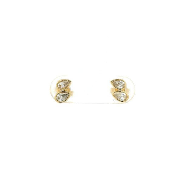 Bezel Set 2 Pear Cut Diamond Studs - Forever Rox Fine Jewelry