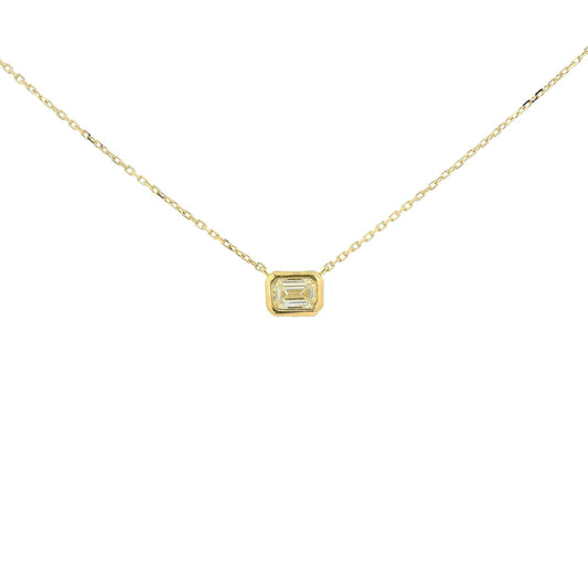 Bezel Set .20ct Emerald Cut Diamond Solitaire Pendants - Forever Rox Fine Jewelry