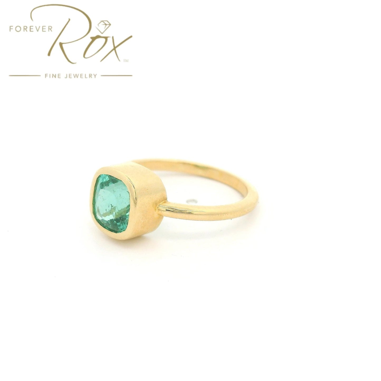 Bezel Set Cushion Cut Paraiba Tourmaline Ring - Forever Rox