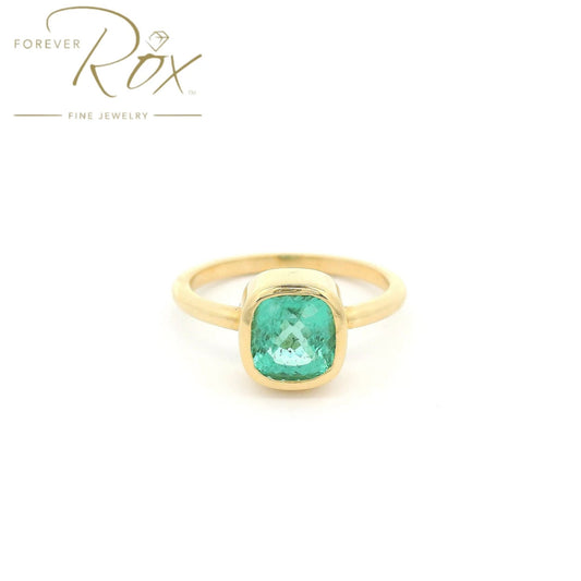 Bezel Set Cushion Cut Paraiba Tourmaline Ring - Forever Rox
