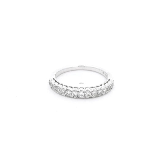 Bezel Set Diamond Band with Milgrain Design - Forever Rox Fine Jewelry