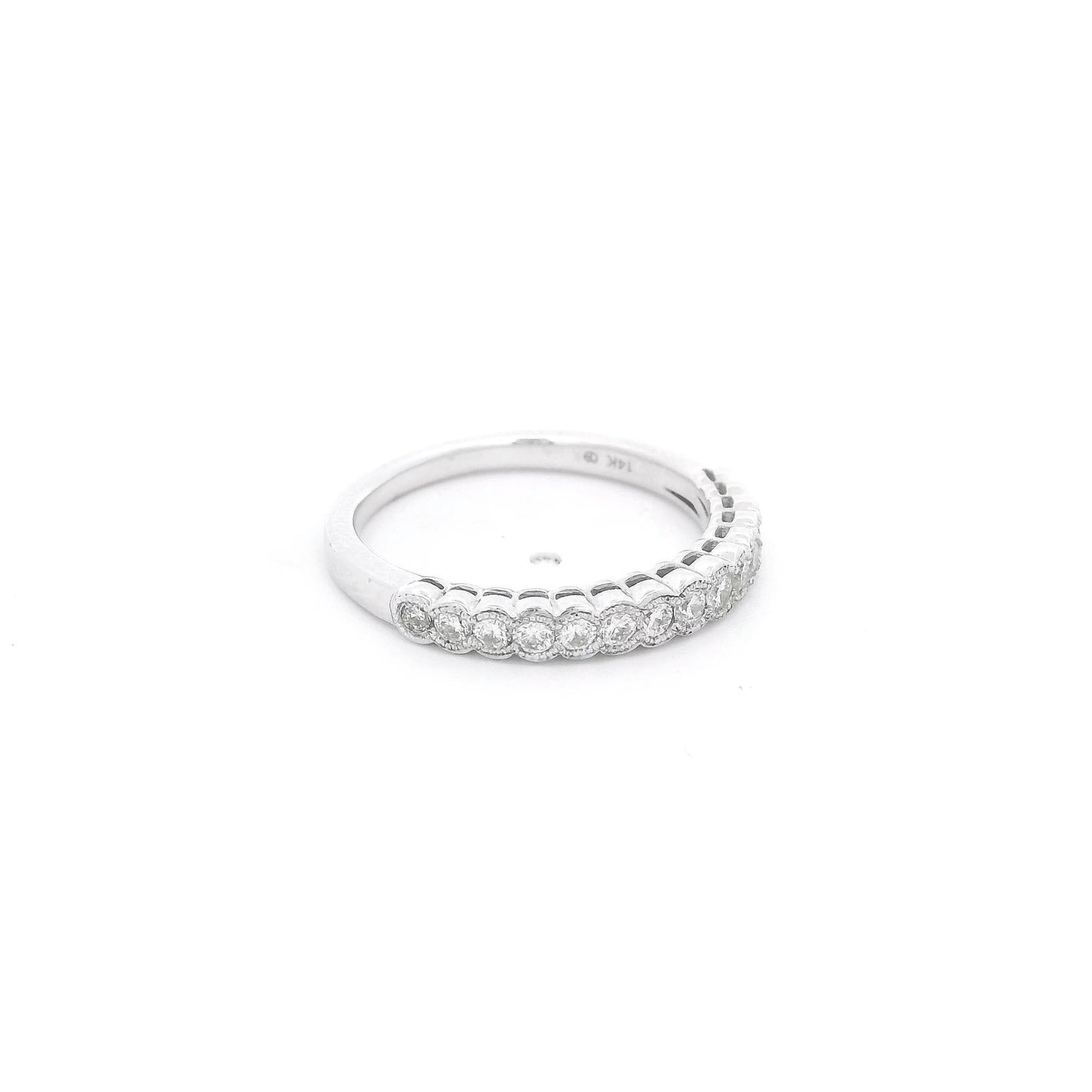 Bezel Set Diamond Band with Milgrain Design - Forever Rox Fine Jewelry