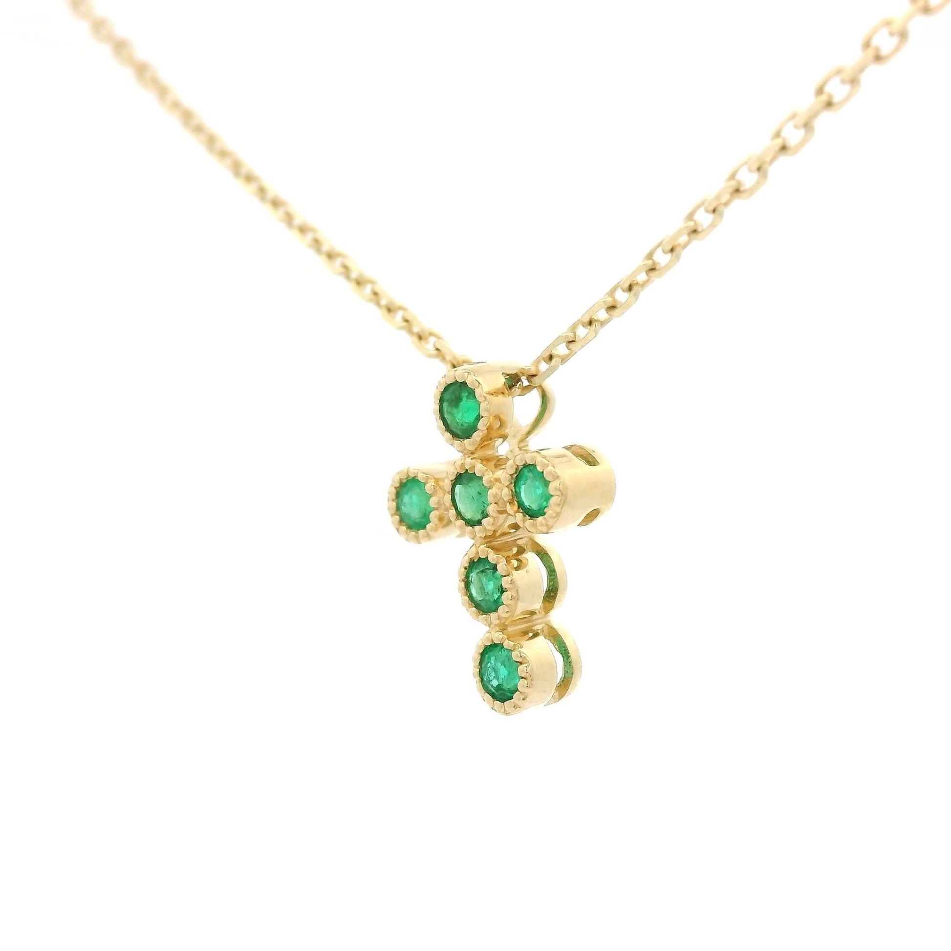 Bezel Set Emerald Cross - Forever Rox