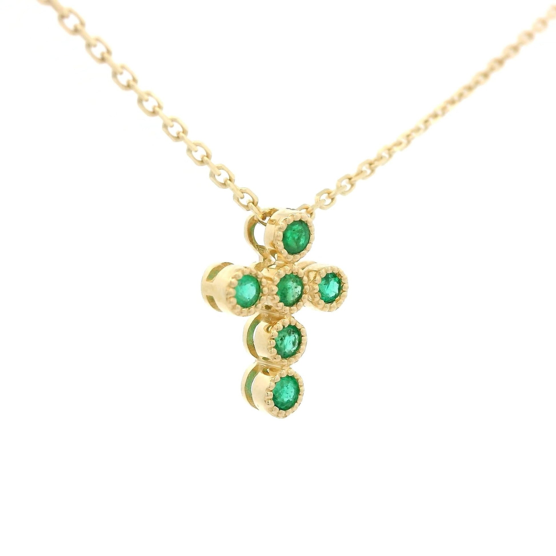 Bezel Set Emerald Cross - Forever Rox