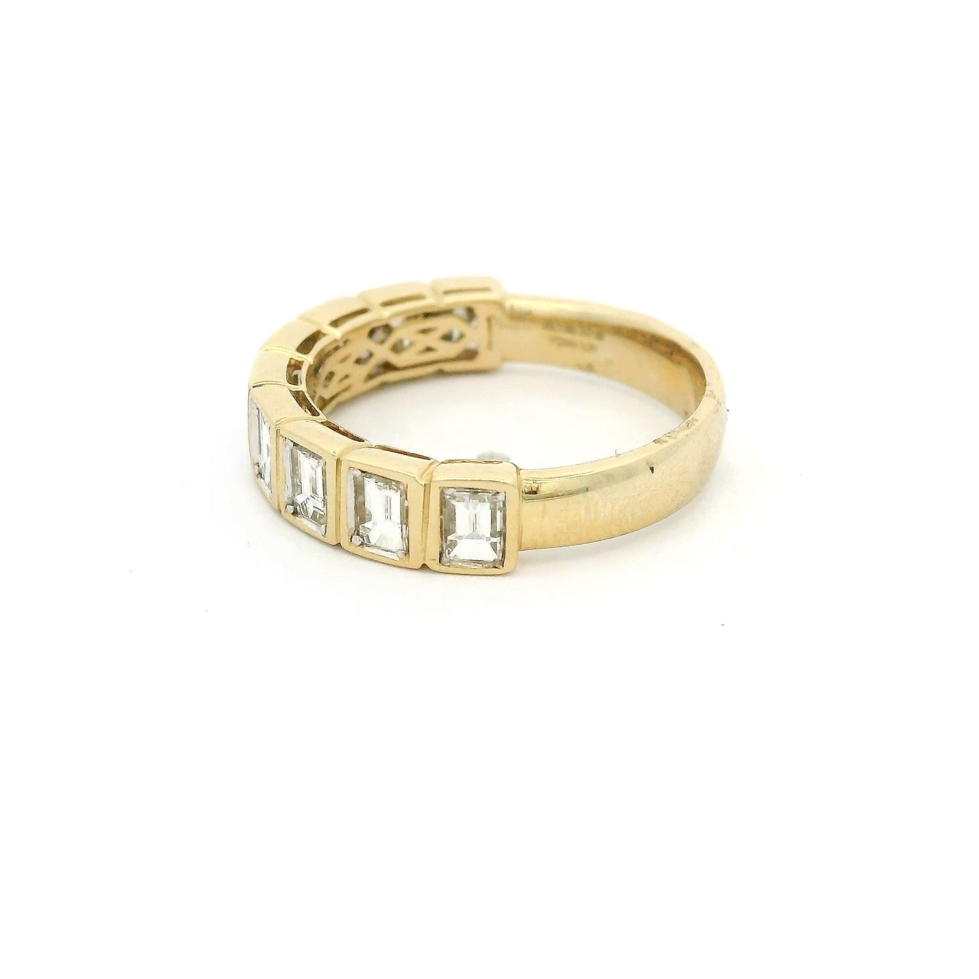 Bezel Set Emerald Cut Diamond Ring - Forever Rox