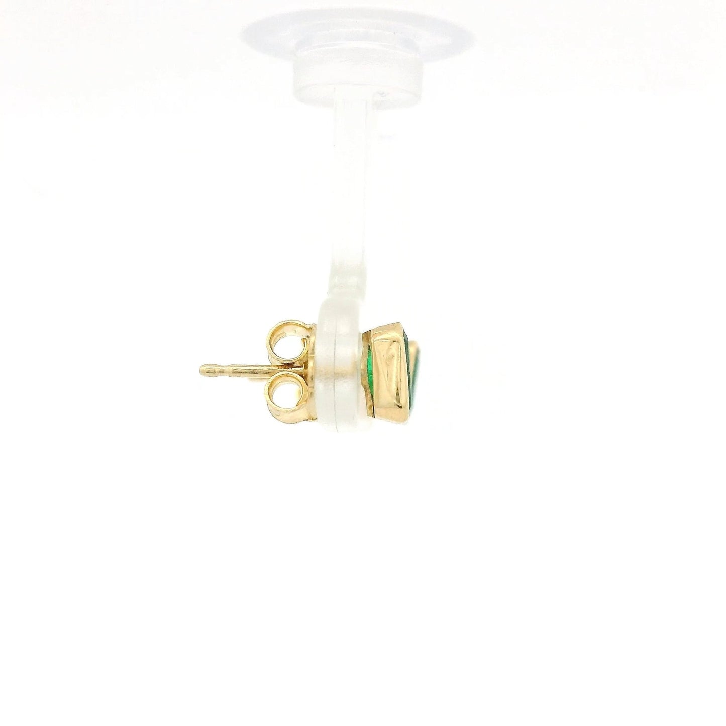 Bezel Set Emerald Cut Emerald Studs - Forever Rox