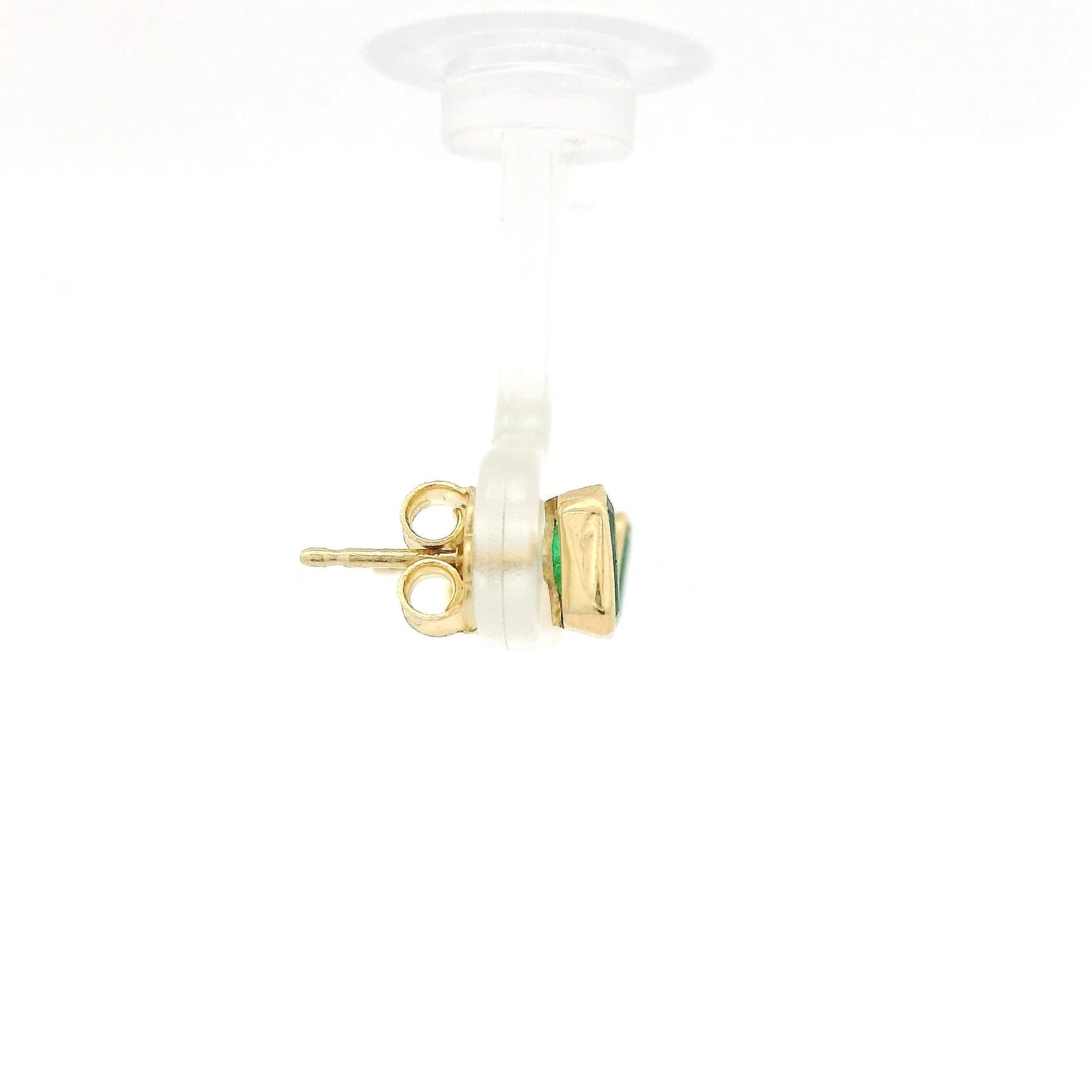 Bezel Set Emerald Cut Emerald Studs - Forever Rox