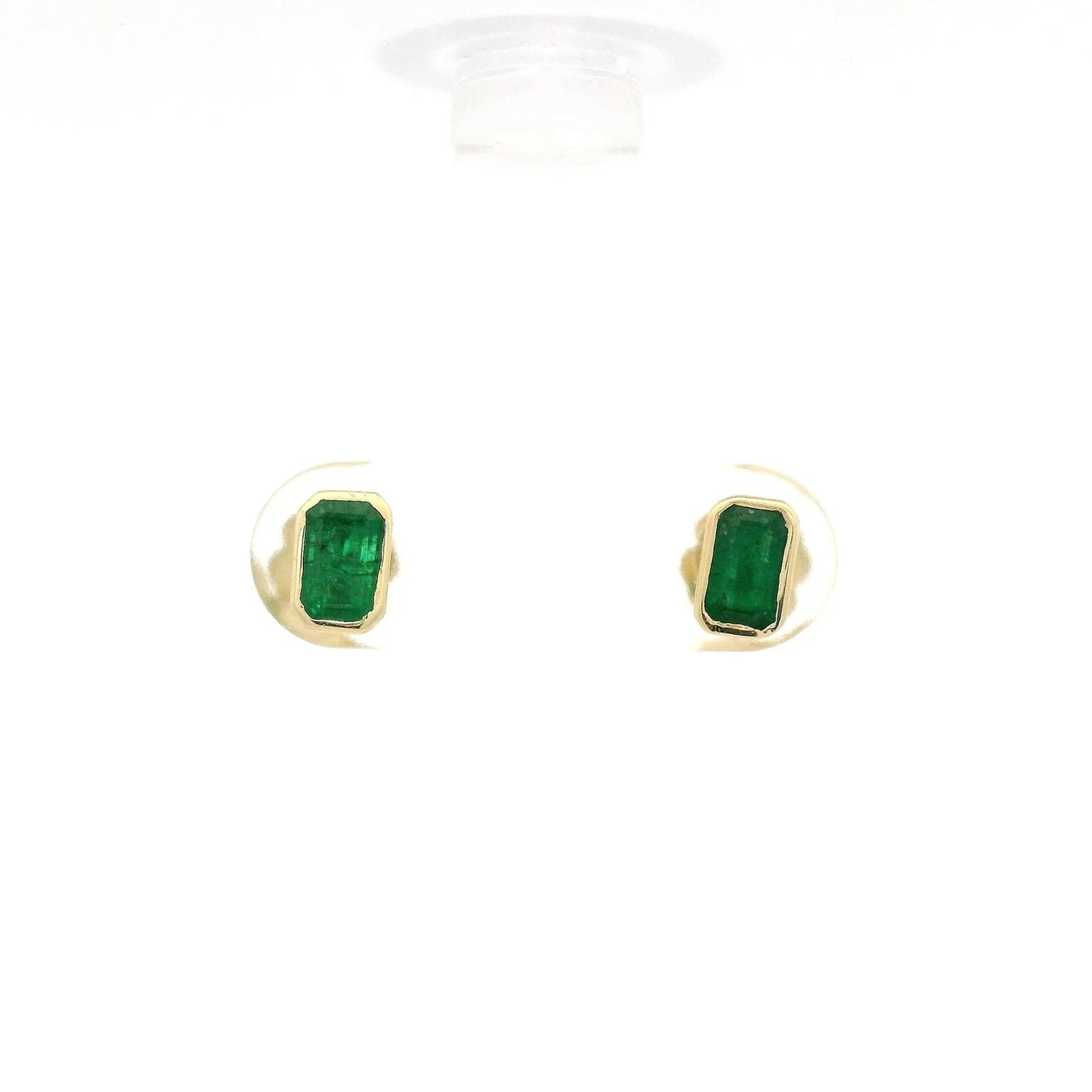 Bezel Set Emerald Cut Emerald Studs - Forever Rox