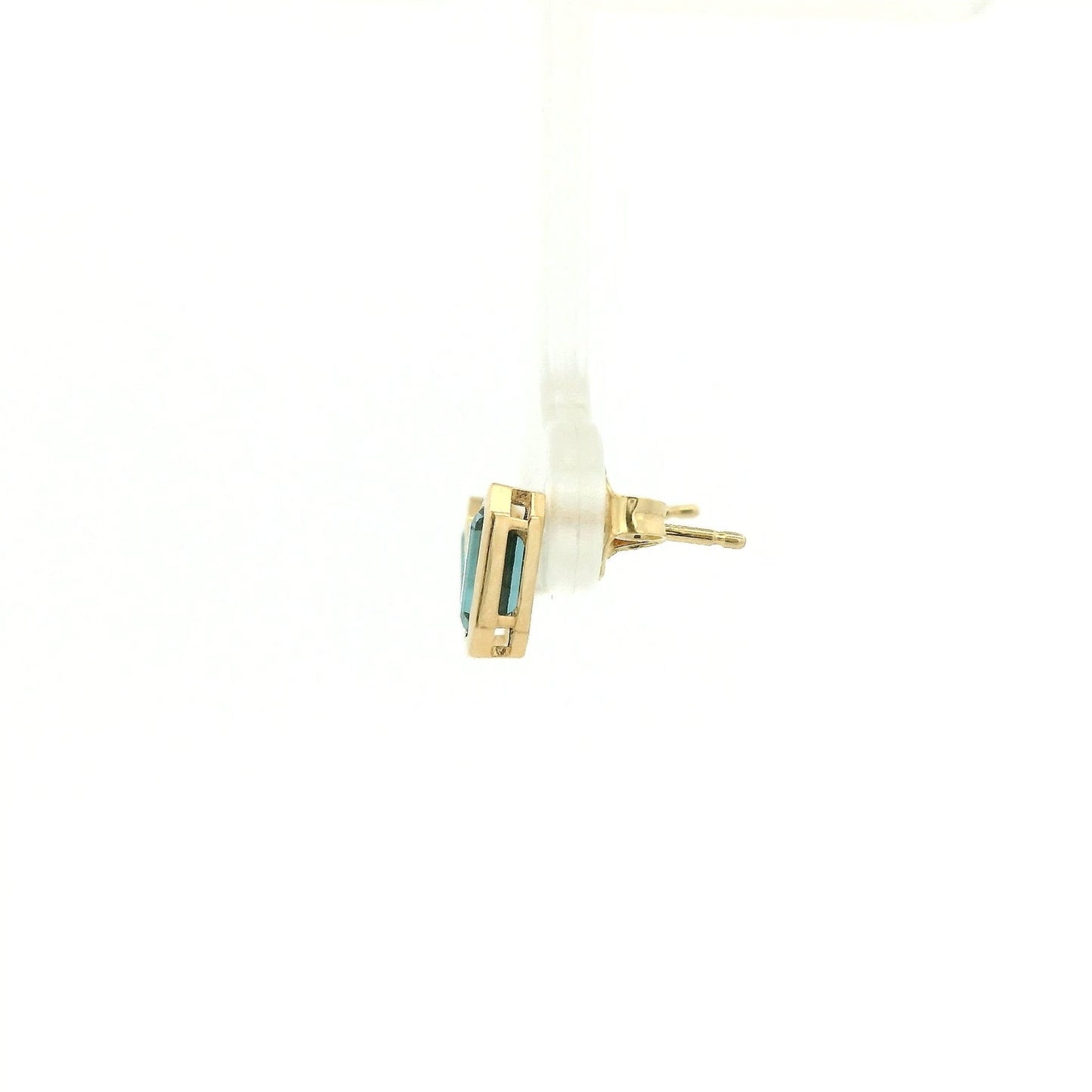 Bezel Set Emerald Cut London Blue Topaz Studs - Forever Rox Fine Jewelry