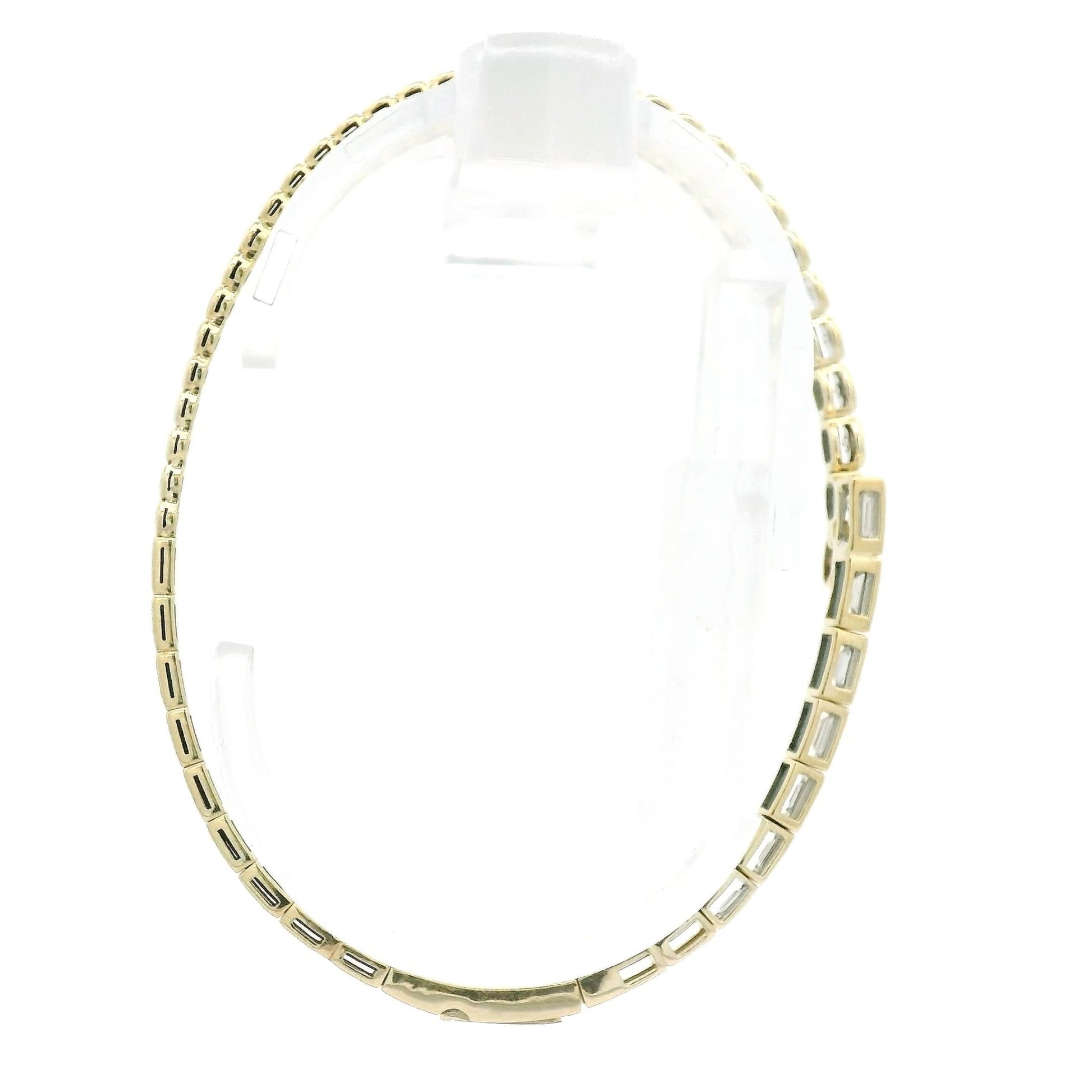 Bezel Set Emerald Cut & Round Cut Diamond Flex Bangle - Forever Rox Fine Jewelry