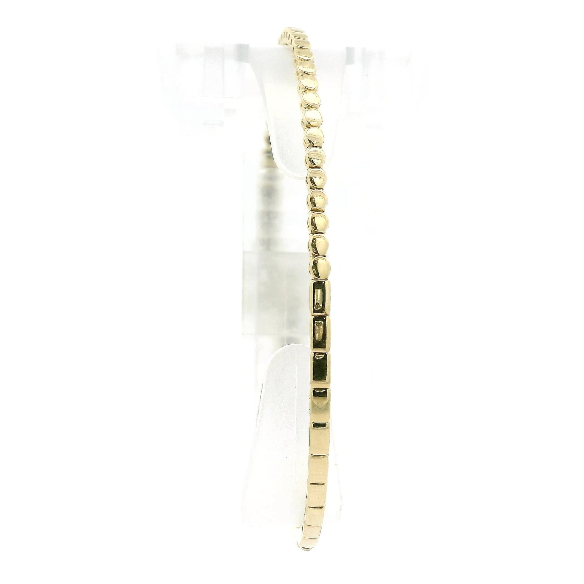 Bezel Set Emerald Cut & Round Cut Diamond Flex Bangle - Forever Rox Fine Jewelry