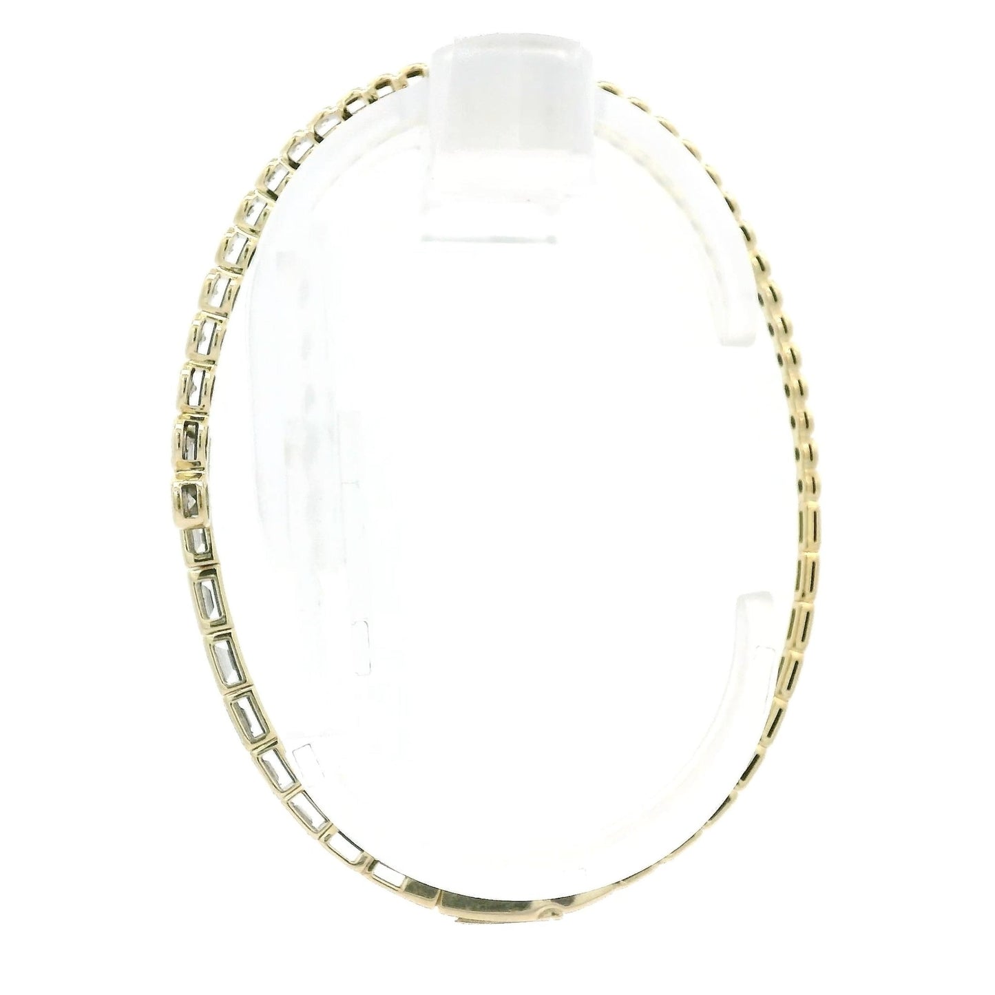 Bezel Set Emerald Cut & Round Cut Diamond Flex Bangle - Forever Rox Fine Jewelry