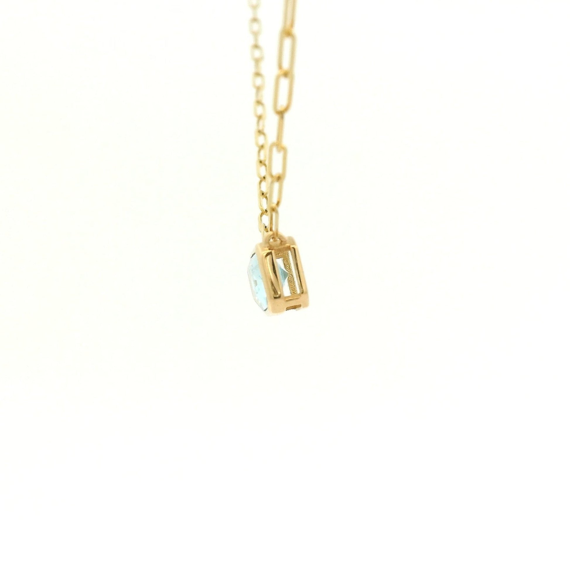 Bezel Set Emerald Cut Swiss Blue Topoaz Pendant With Paper Clip Chian - Forever Rox Fine Jewelry