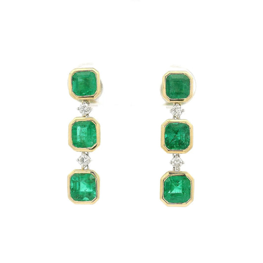 Bezel Set Emerald & Diamond Dangles - Forever Rox