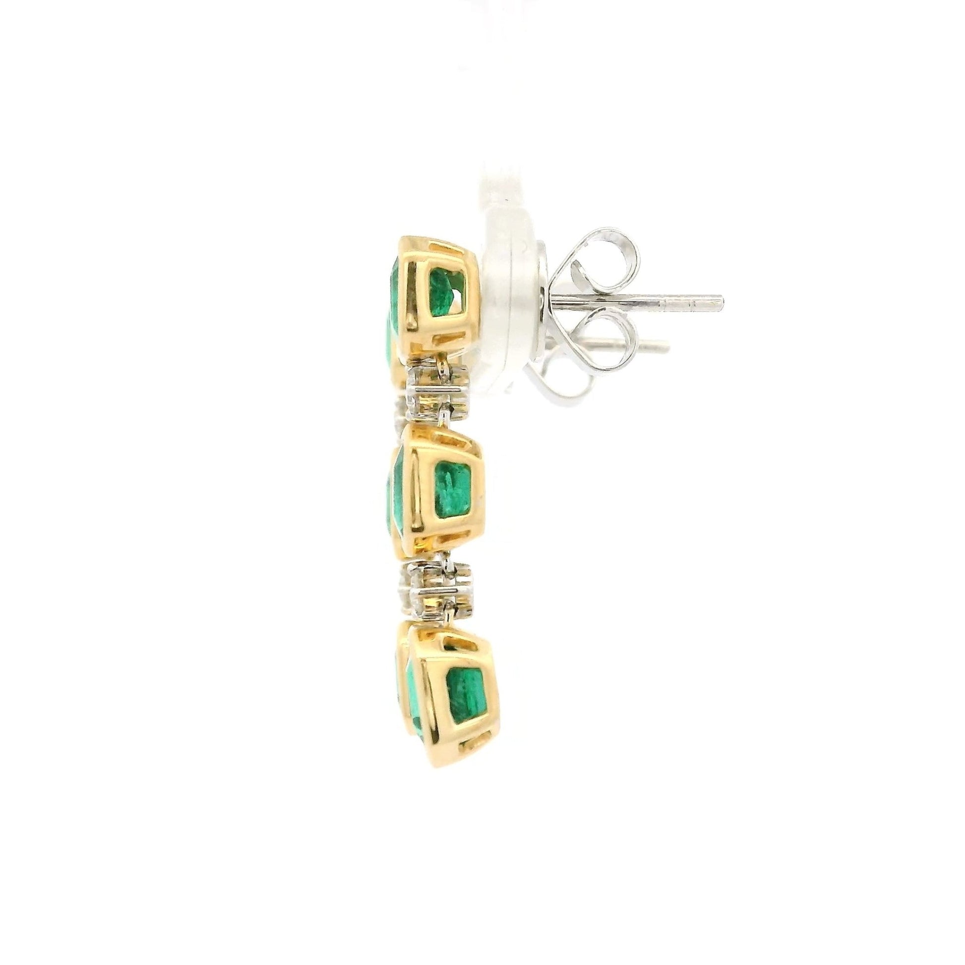 Bezel Set Emerald & Diamond Dangles - Forever Rox