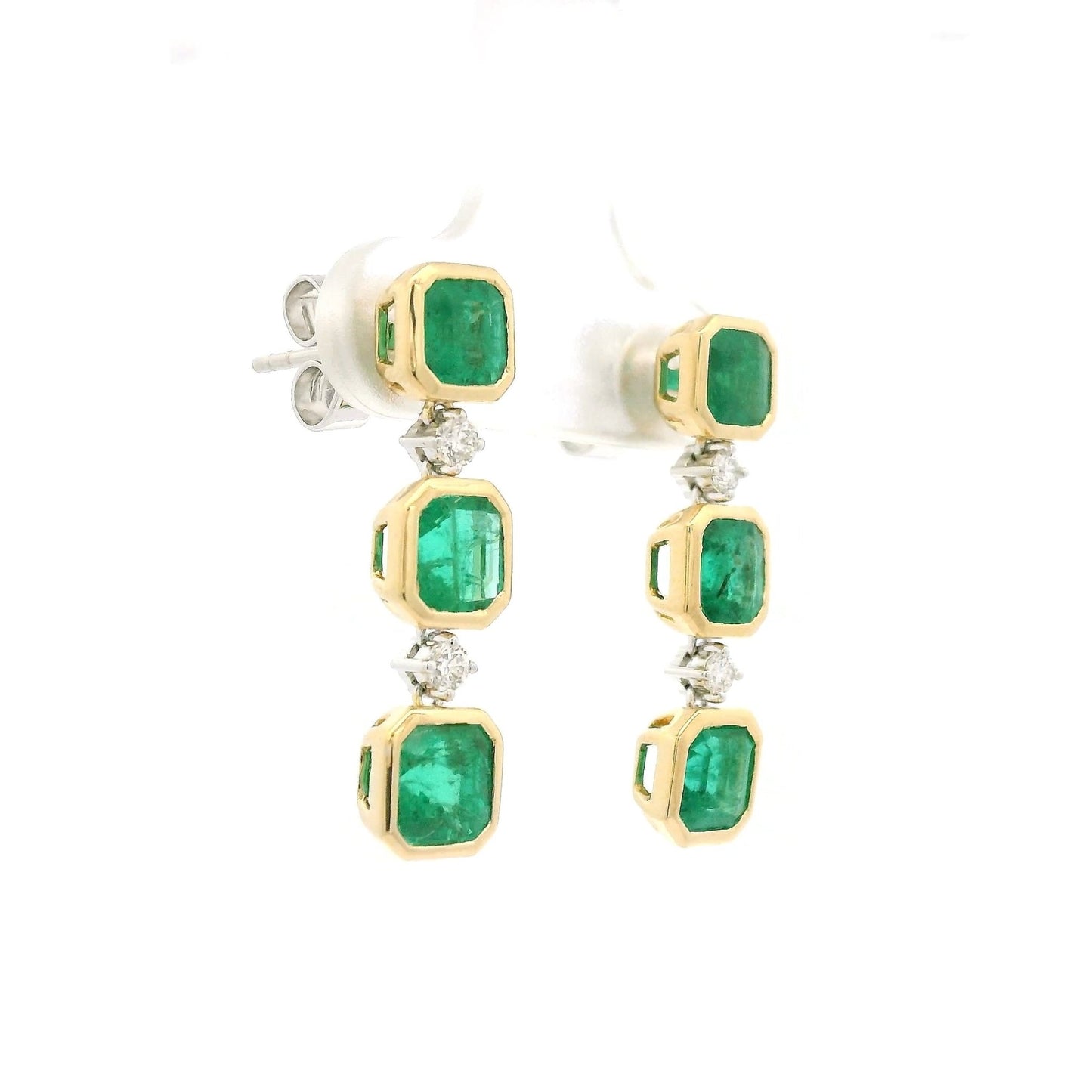 Bezel Set Emerald & Diamond Dangles - Forever Rox