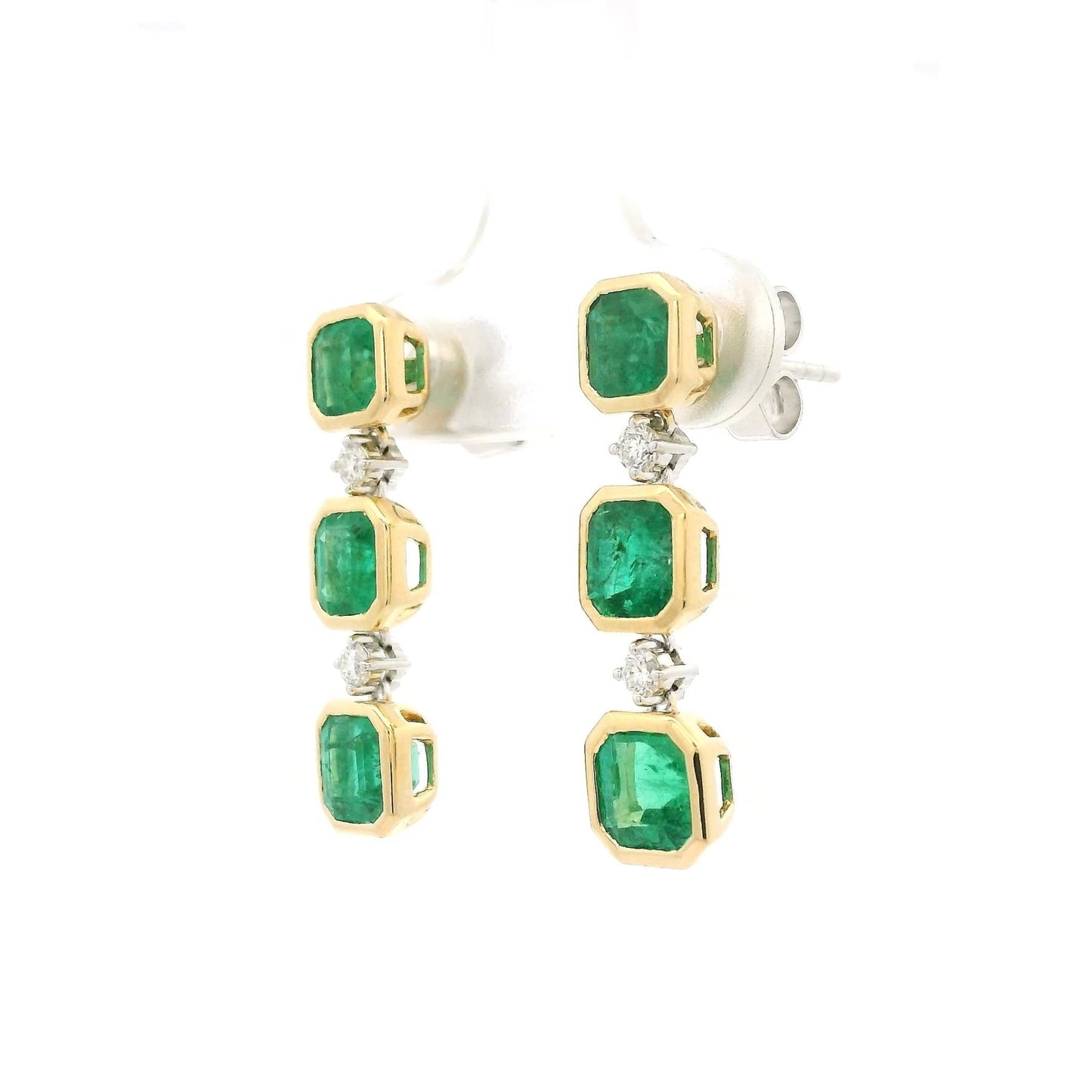 Bezel Set Emerald & Diamond Dangles - Forever Rox