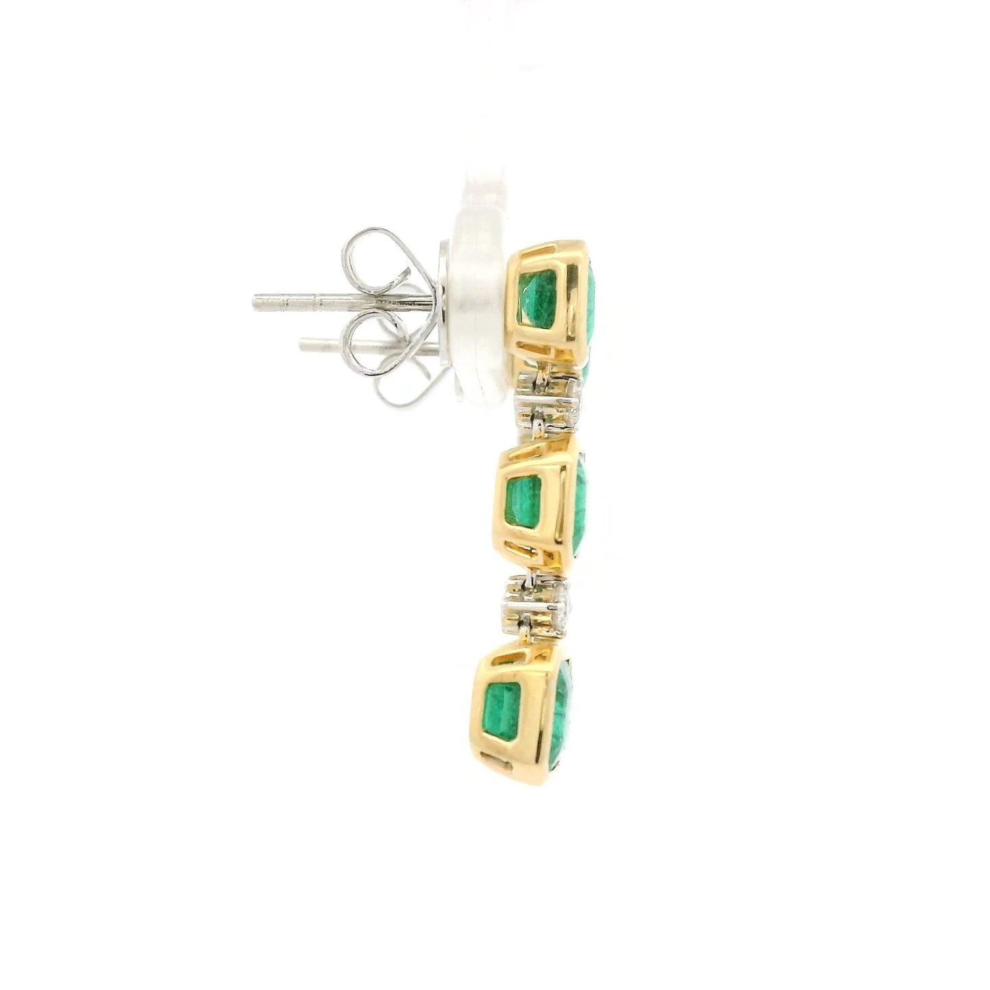 Bezel Set Emerald & Diamond Dangles - Forever Rox