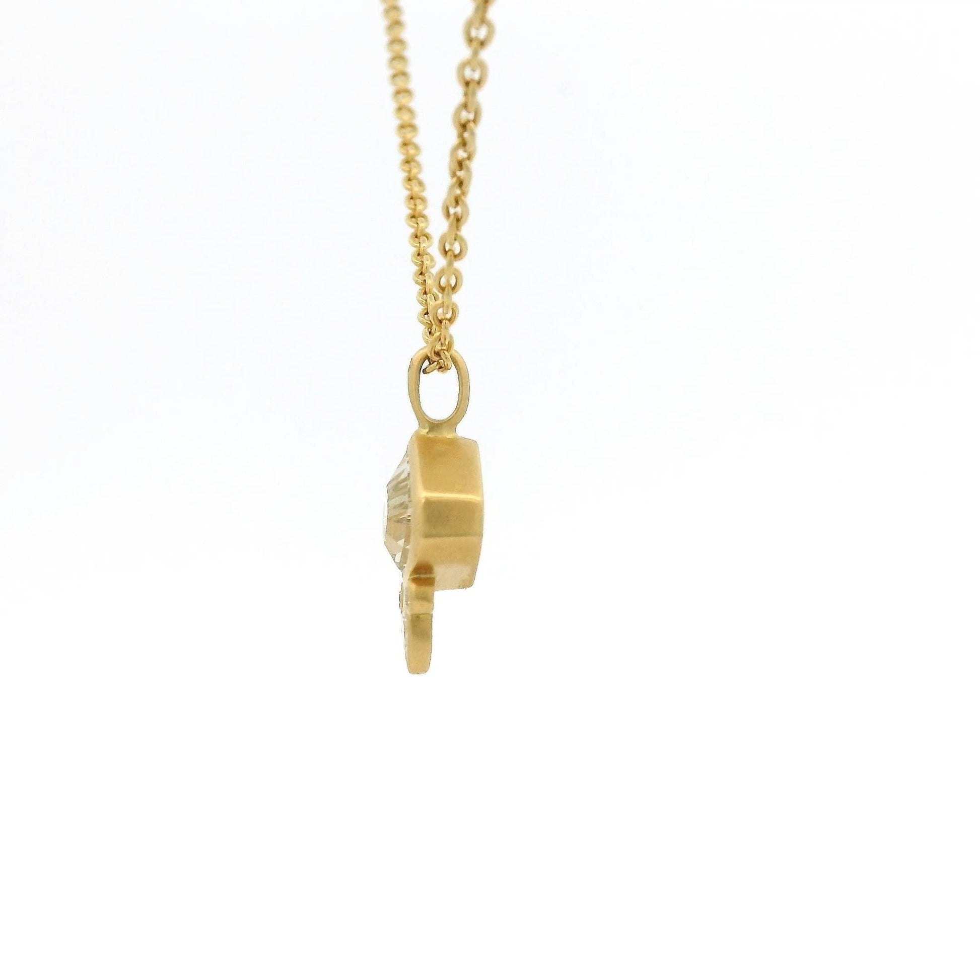 Bezel Set Fancy Cut Champagne Sapphire & Diamond Pendant - Forever Rox Fine Jewelry