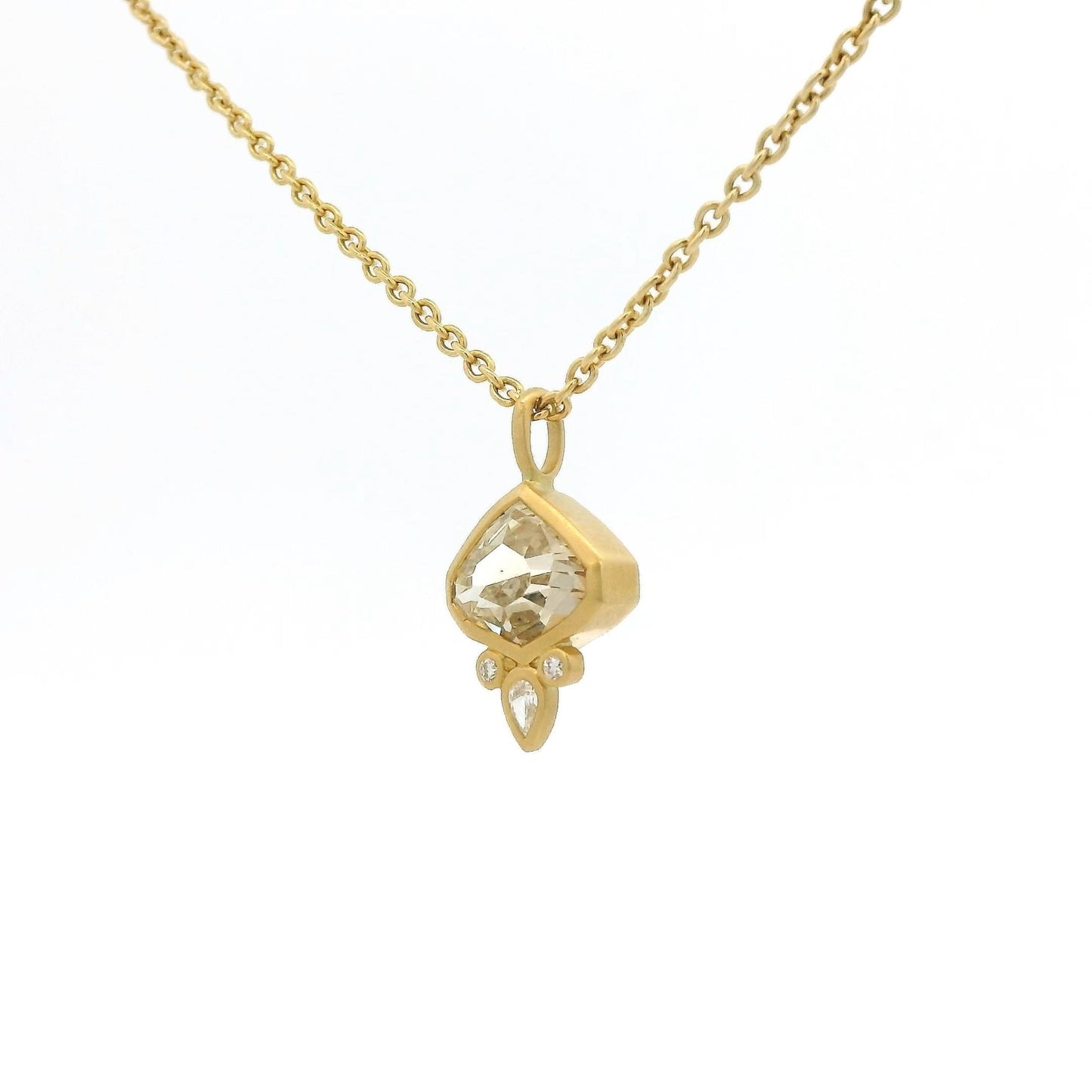 Bezel Set Fancy Cut Champagne Sapphire & Diamond Pendant - Forever Rox Fine Jewelry