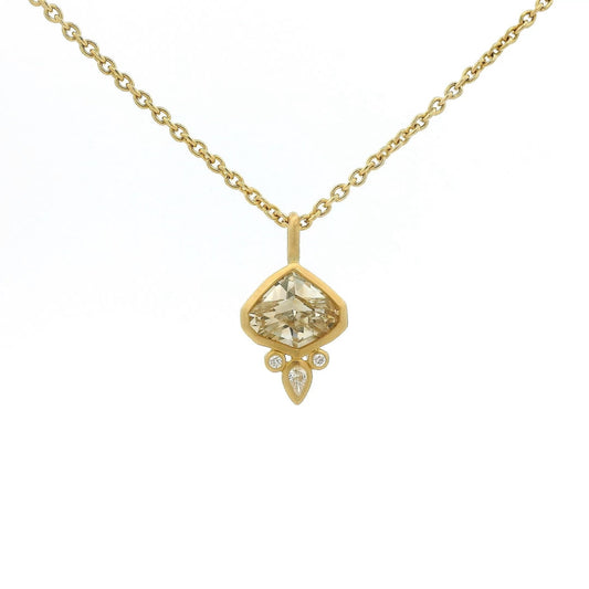 Bezel Set Fancy Cut Champagne Sapphire & Diamond Pendant - Forever Rox Fine Jewelry