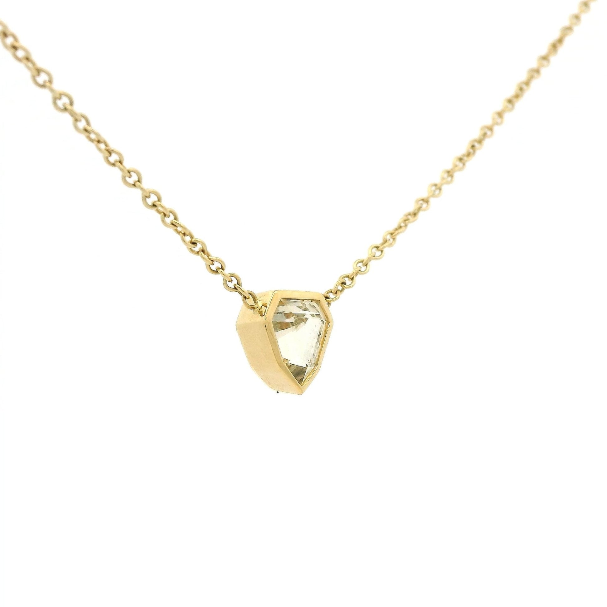 Bezel Set Fancy Cut Champagne Sapphire Pendant - Forever Rox Fine Jewelry