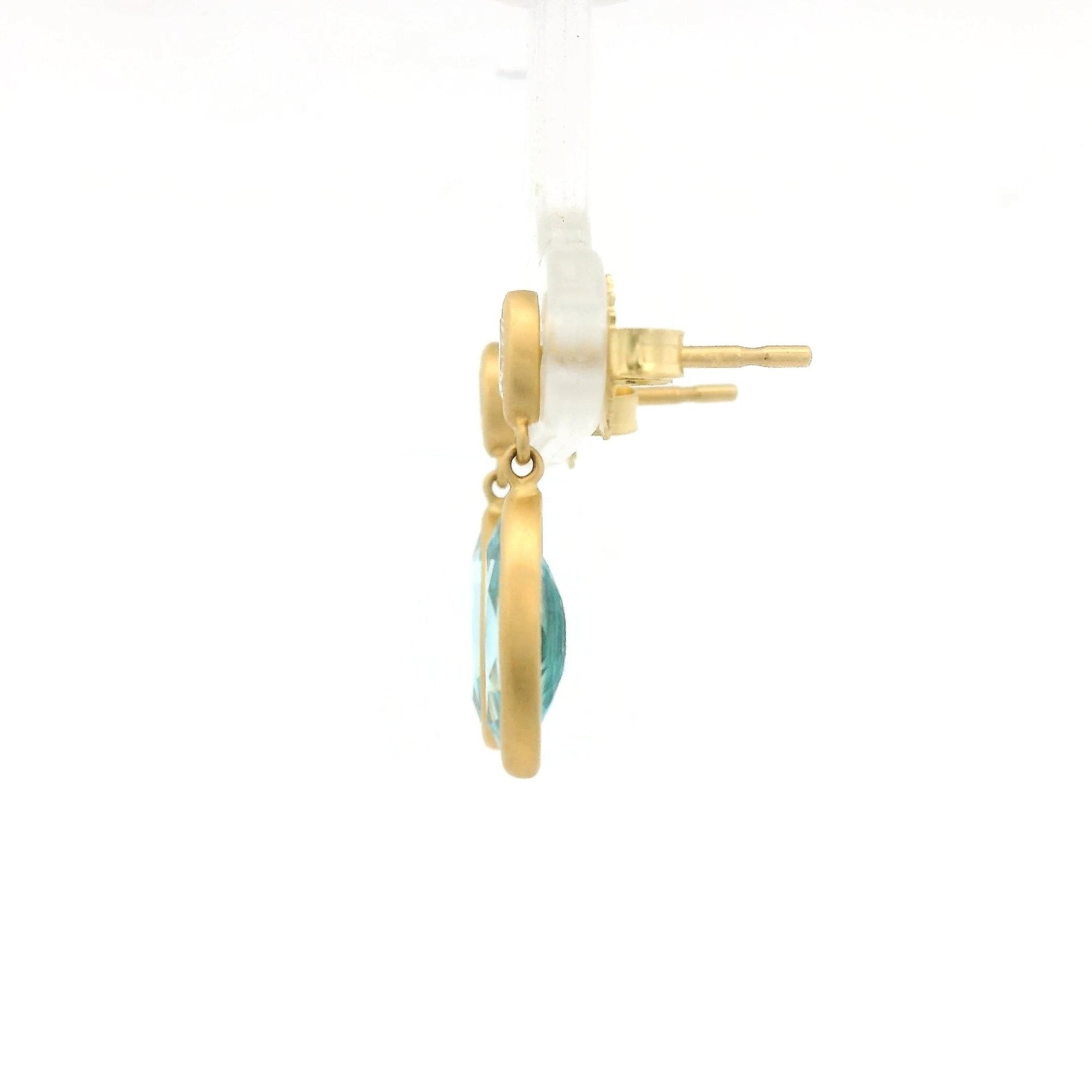 Bezel Set Marquise Cut Blue Zircon & Diamond Dangles - Forever Rox Fine Jewelry