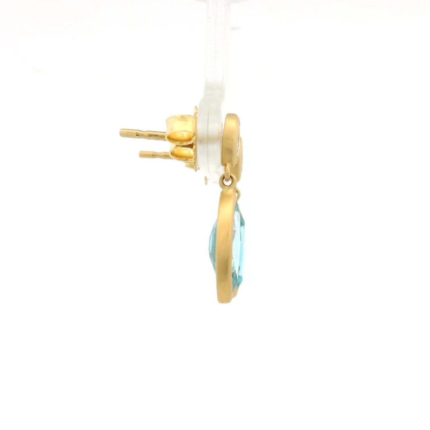 Bezel Set Marquise Cut Blue Zircon & Diamond Dangles - Forever Rox Fine Jewelry