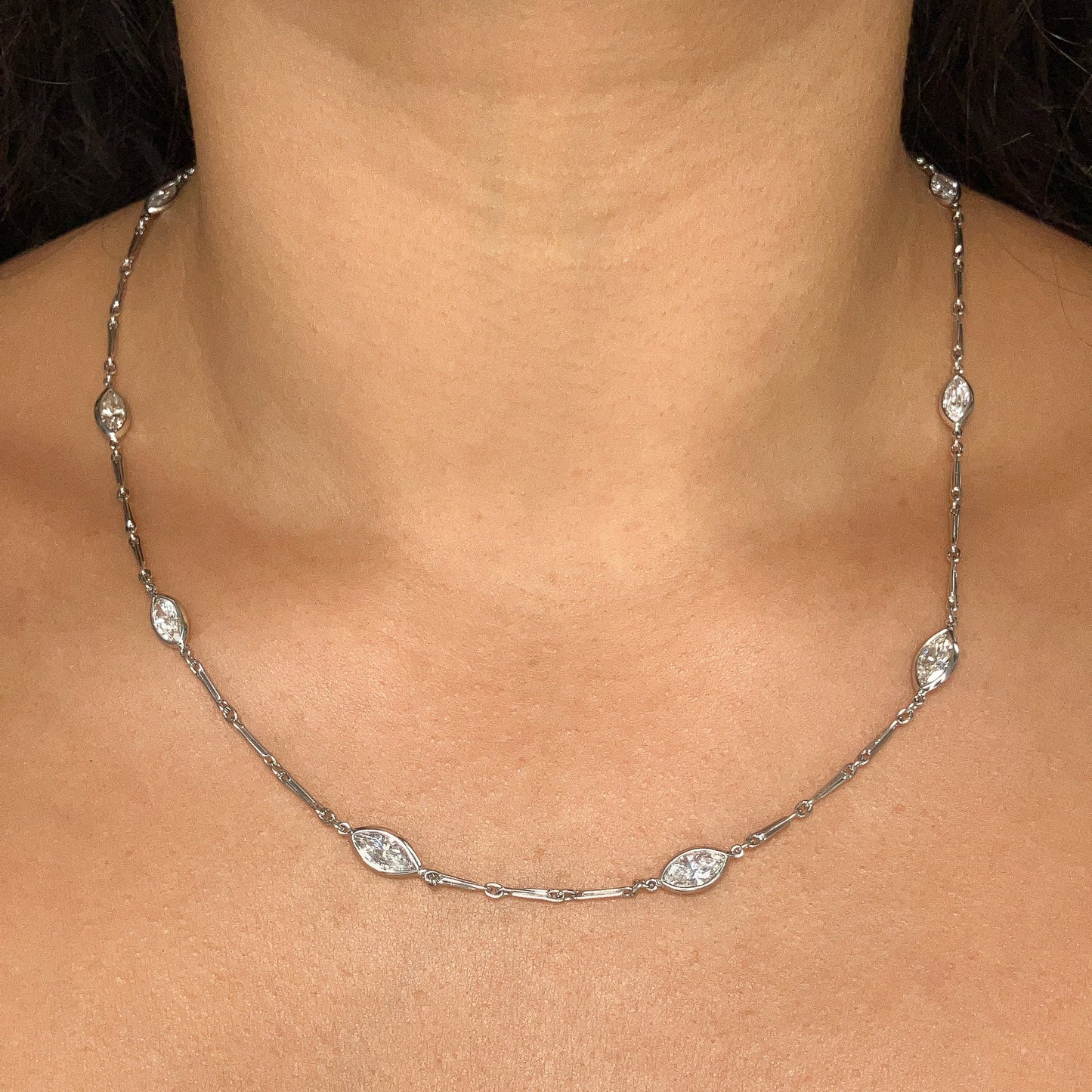 Bezel Set Marquise Diamond Necklace - Forever Rox