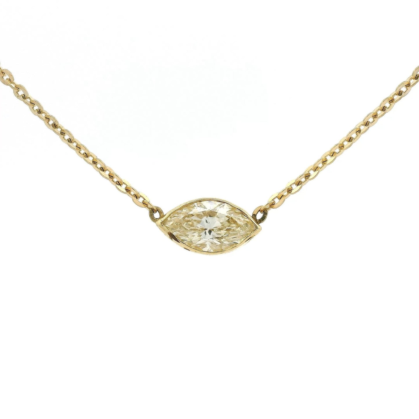 Bezel Set Marquise Diamond Pendant - Forever Rox