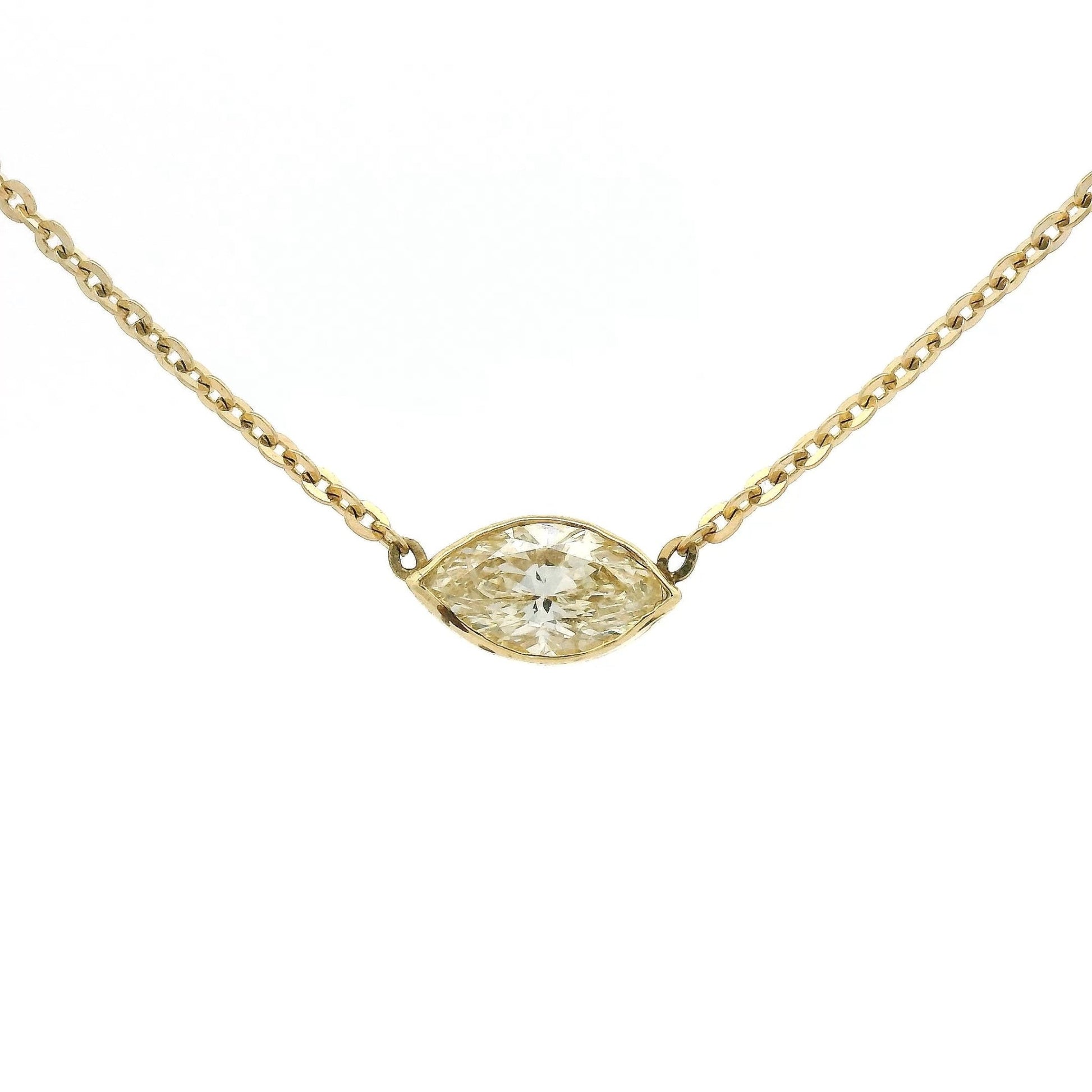 Bezel Set Marquise Diamond Pendant - Forever Rox