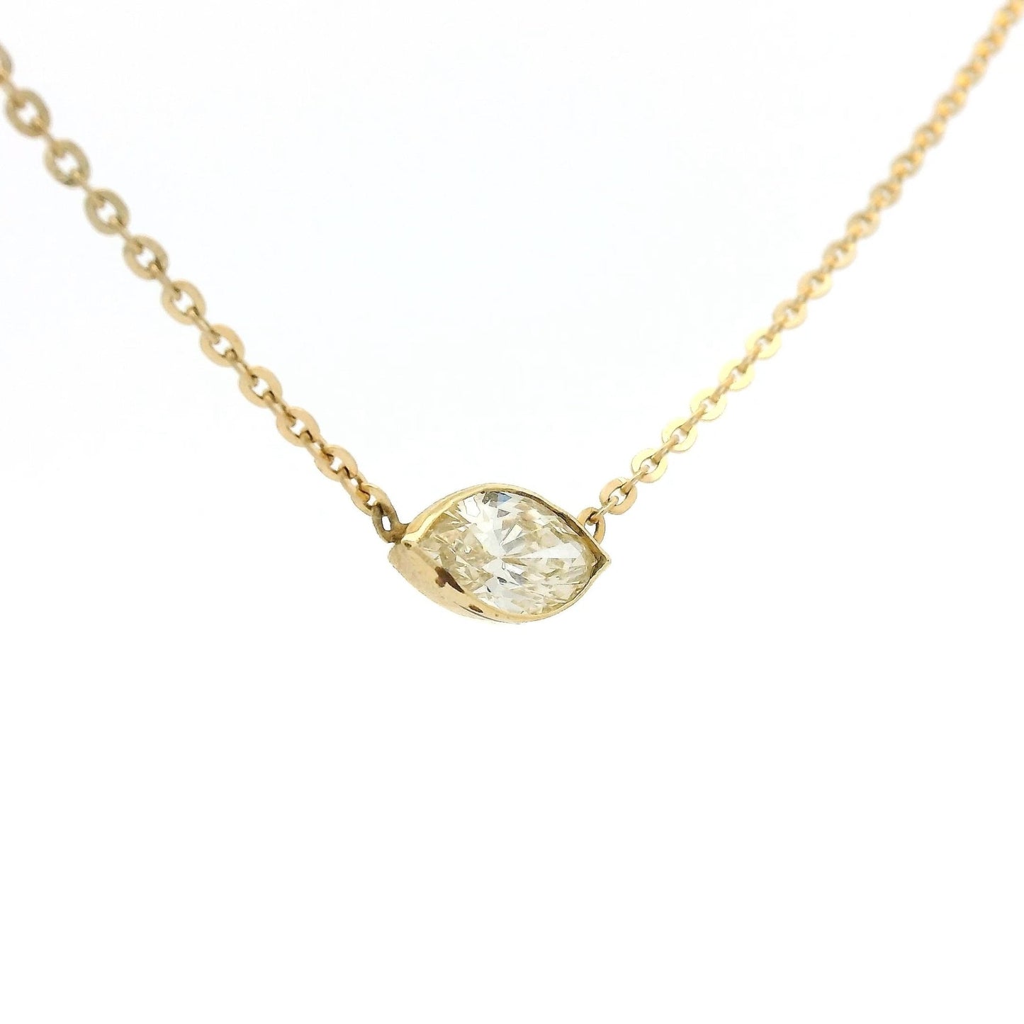 Bezel Set Marquise Diamond Pendant - Forever Rox