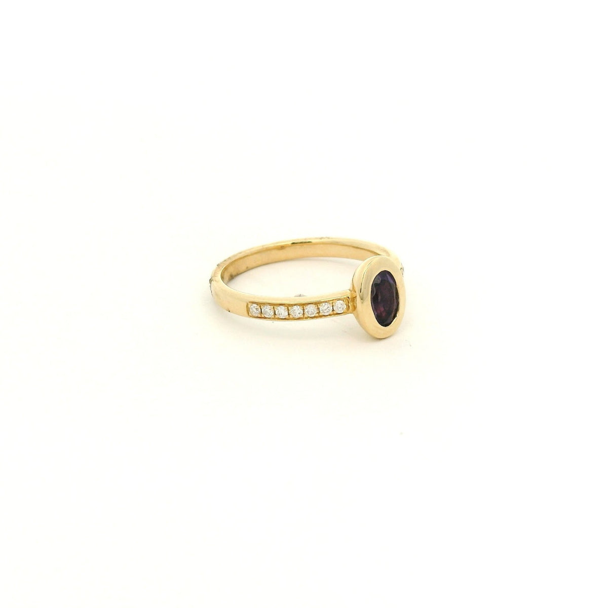 Bezel Set Oval Cut Amethsyt & Diamond Ring - Forever Rox Fine Jewelry