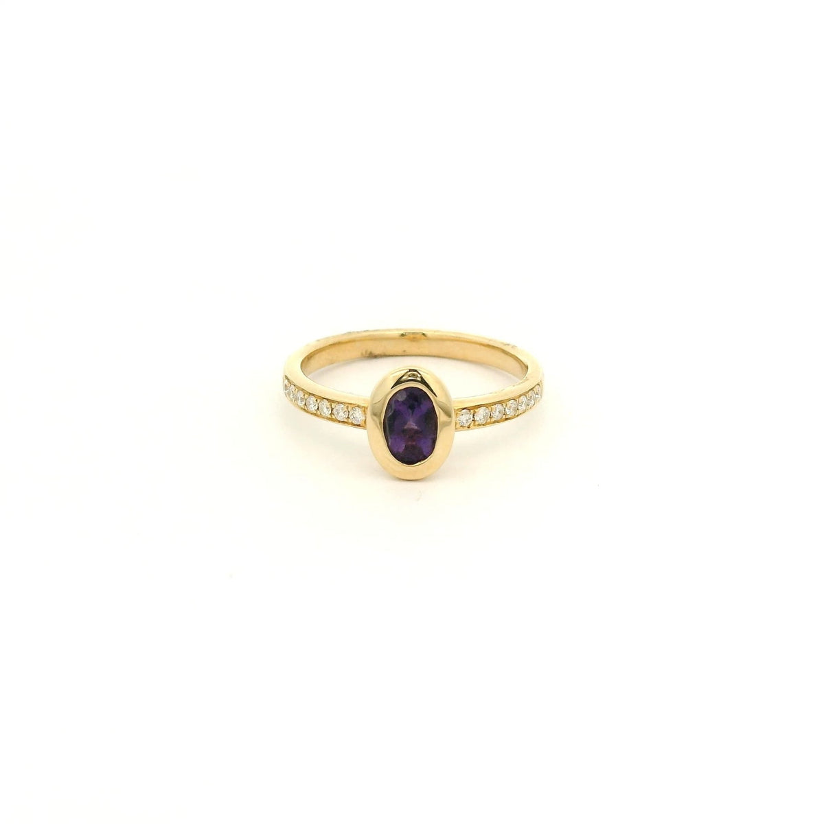 Bezel Set Oval Cut Amethsyt & Diamond Ring - Forever Rox Fine Jewelry